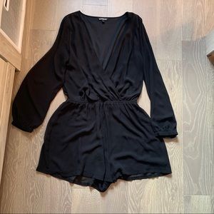 Express black long sleeve shorts romper